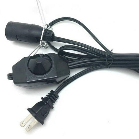 2 PCS Black Salt Lamp Cord 1.5 Meter 4.9 Feet Himalayan Salt Lamp Cord 110 Volt Power Cable Cord with Dimmer Control Switch and E12 Base for Salt Rock Lamp