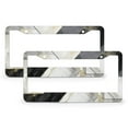 thumbnail image 1 of 2 PCS Black White And Gray Grey Marble Modern Pattern License Plate Frame Marble Texture License Plate Frame License Plate Shield Frame Quality Aluminum for US Standard Vehicles for Women Men, 1 of 6