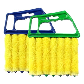 2 PCS Blind Cleaner Duster Tool, 7 Finger Handheld Duster Window Shutters Dusting Cleaner Brush, Washable Mini Blinds Dust Cleaning Tools for Car Air Conditioner Vent (Blue+Green)
