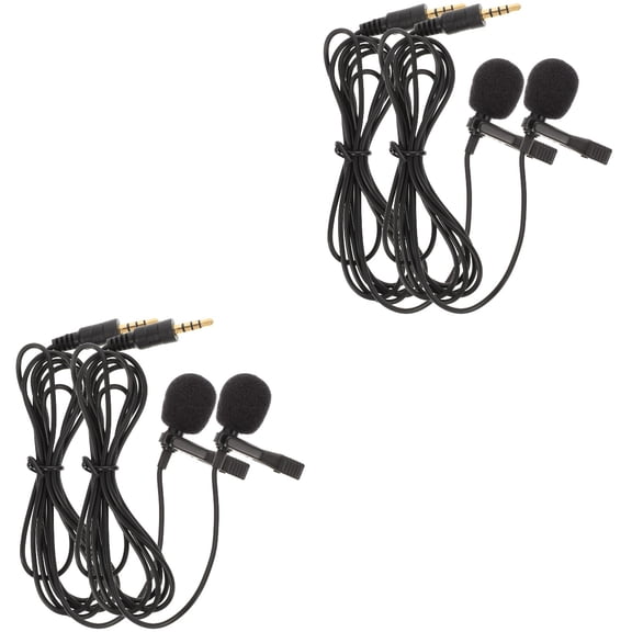 2 Count Phone Clip-on Mics Stands Lavalier Microphone Live Broadcast