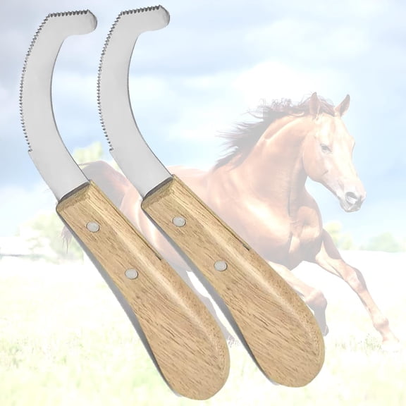 2 PCS Bot Egg Knife for Horses, Horse Farrier Tool Professional Grooming Bugs, Stainless Steel Blade with Wood Handle, Horse Grooming Scraper, Precision Grooming Tool for Bot Egg Removal