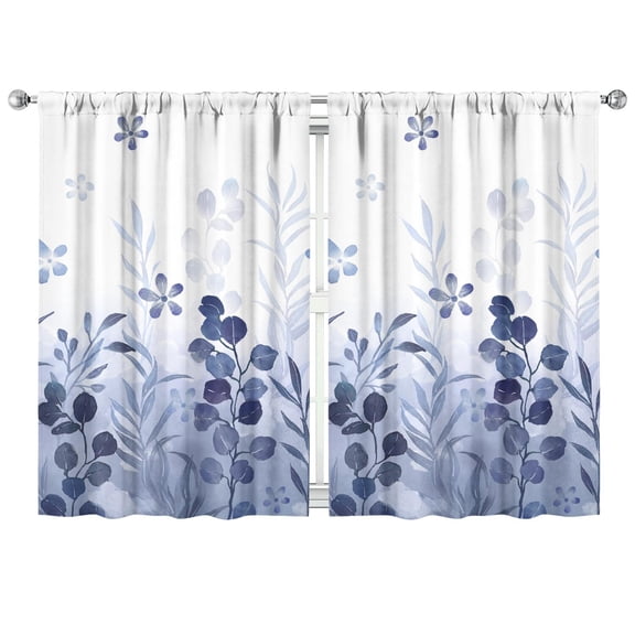 2 PCS Botanical Bee Kitchen Curtains - 42x63 Inch Farmhouse Tier Window Treatment, Light Filtering Hummingbird Floral Panels, Romantic Vintage Style for Country Home Decor