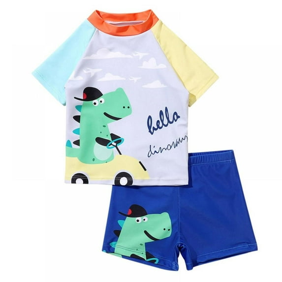 2 PCS Boys Rash Guard Swimsuit UPF 50+ UV Short Sleeve Swimwear Sets Beach Bathing Suit