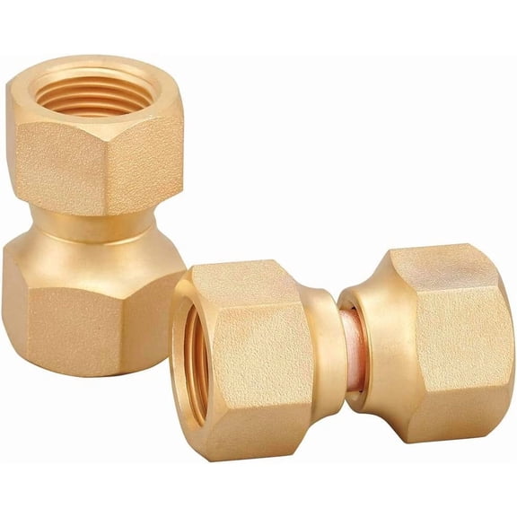 2 PCS Brass 1/4" Female Flare Swivel Adapter, Female Swivel Nut, Flare Tube Fitting, Valve Connector