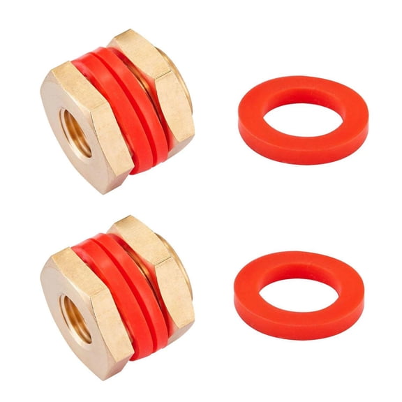 2 PCS Brass Bulkhead Coupling Both End 1/4" NPT Female,Outer Diameter 3/4-16UNF