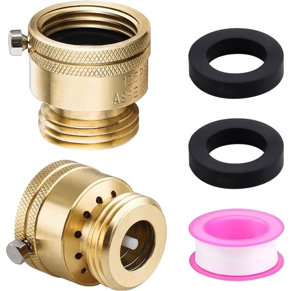 2 PCS Brass Faucet Vacuum Breaker, 3/4 Inch Solid Brass Hose Bib Backflow Preventer for Garden Hose Check Valve,Sprinkler