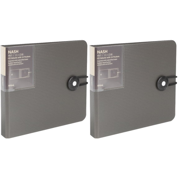 MERRYHAPY 2-Pack Grey CD DVD Storage Binder Organizer with Sleek Design for Home, Travel, and Portable Use