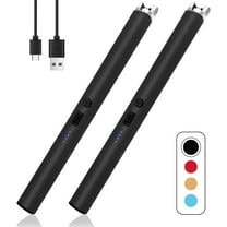2 PCS Candle Lighter,Windproof Flameless Electric Lighter with LED Power Display ＆ Safety Switch, Upgraded Plasma USB Rechargeable Lighters for Birthday Camping BBQ