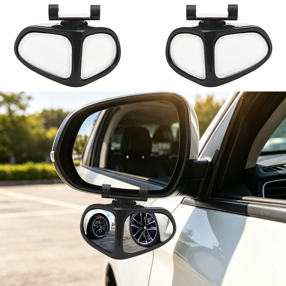 BRKEWI Car Blind Spot Mirrors Dual-Sided Wide Angle 360 Degree Adjustment Snap-On Adhesive Mounting Black 2 Pack