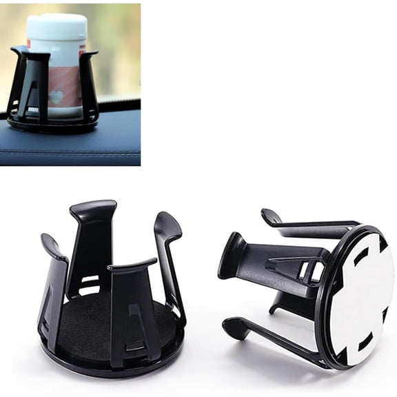 2 PCS Car Cup Holder Insert, Upgraded Adaptive Clamping Arm Cup Holder Adapter, Universal Self-adhesive Vehicle Beverage Cups Holders, for Most Cars (Black)