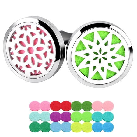 2 PCS Car Diffuser Ventilation Clip 10 Angle Flower And Spiked Flower Aromatherapy Essential Oil Diffuser Air Freshener Small Box With 12 Replacement Felt Pads