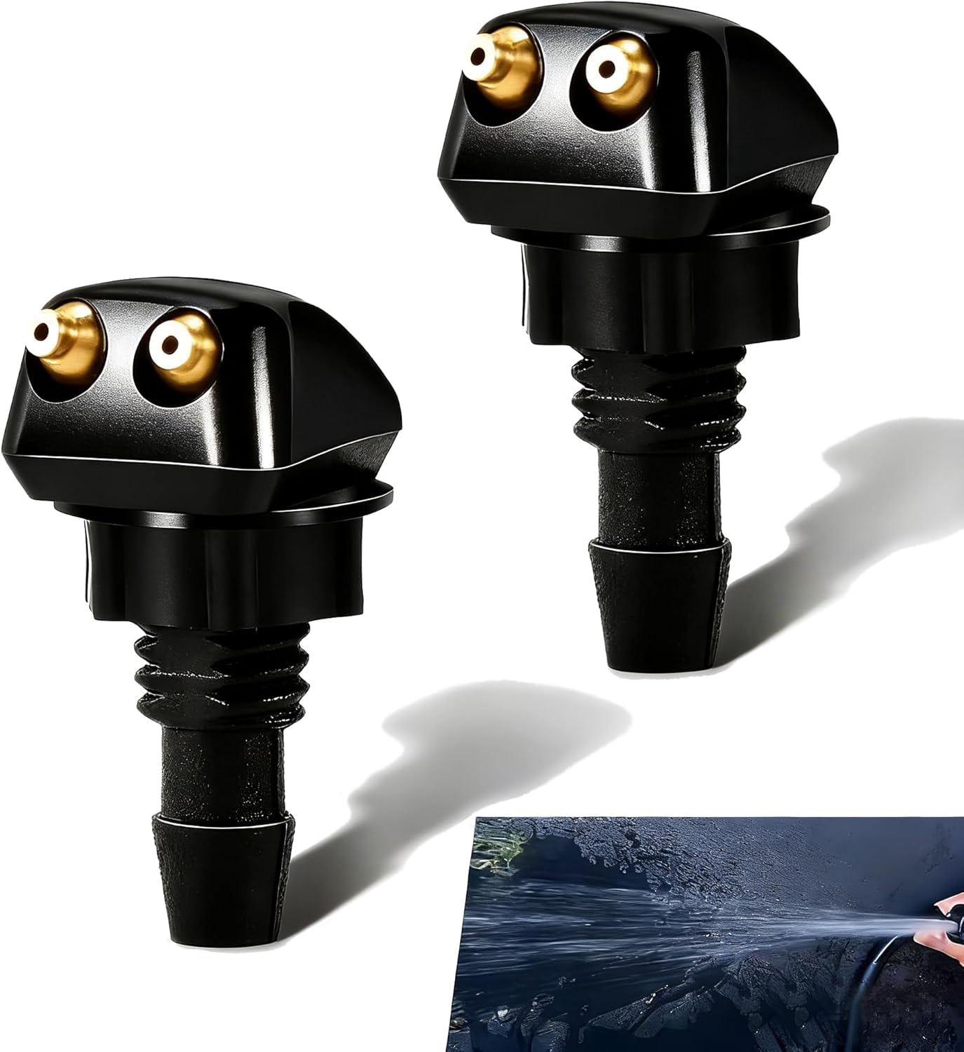 2 PCS Car Front Windshield Washer Nozzles, Aimable Straight Column ...