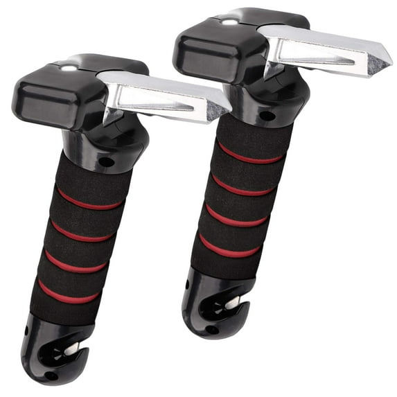 2 PCS Car Handle Assist for Elderly Portable Auto Cane Seatbelt Cutter and Window Breaker for Elderly and Handicapped (Black Red)