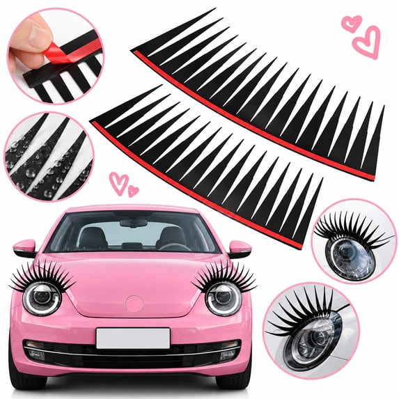 Body Cream Sticker 2 PCS Car Headlight Eyelash Stickers, Waterproof Self-Adhesive Eyelash ...