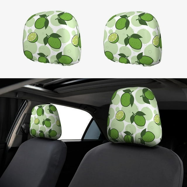 2 PCS Car Headrest Cover, Cute Juicy Limes Soft Car Seat Head Rest