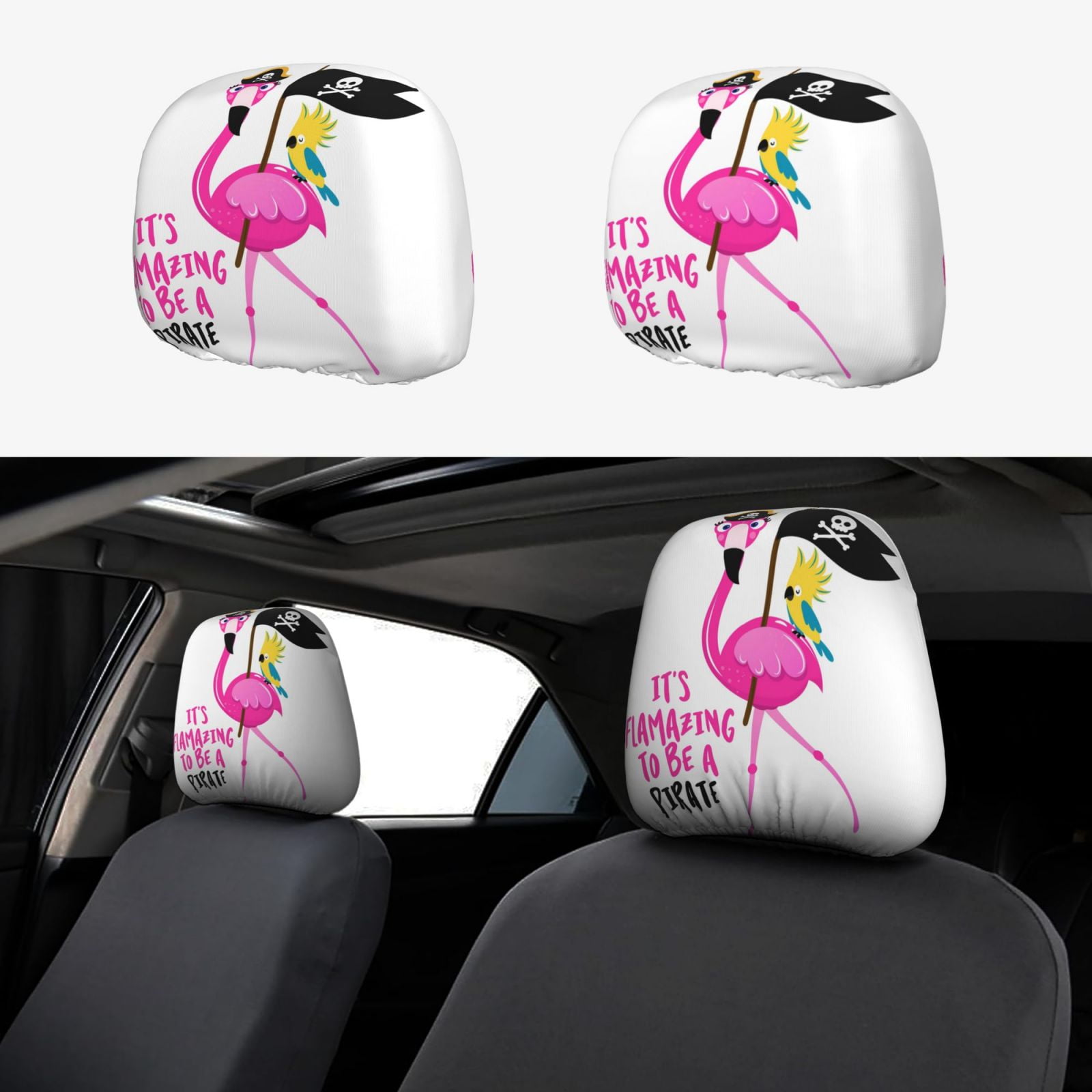 2 PCS Car Headrest Cover, It'S Flamazing To Be A Pirate Soft Car Seat