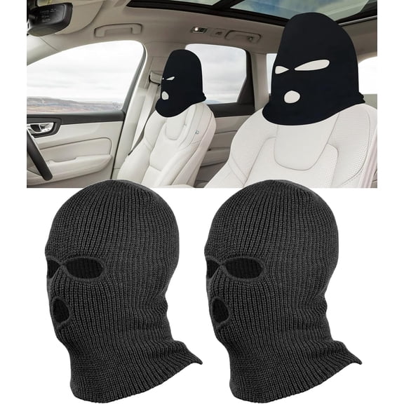2 PCS Car Headrest Cover, Personalized Funny Car Seat Full Face Mask, Ski Mask Wrap Protection for Auto F ront Seat Rest Decoration, Universal Interior Car Accessories