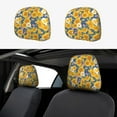 2 PCS Car Headrest Cover, Vintage White Yellow Sunflower Soft Car Seat