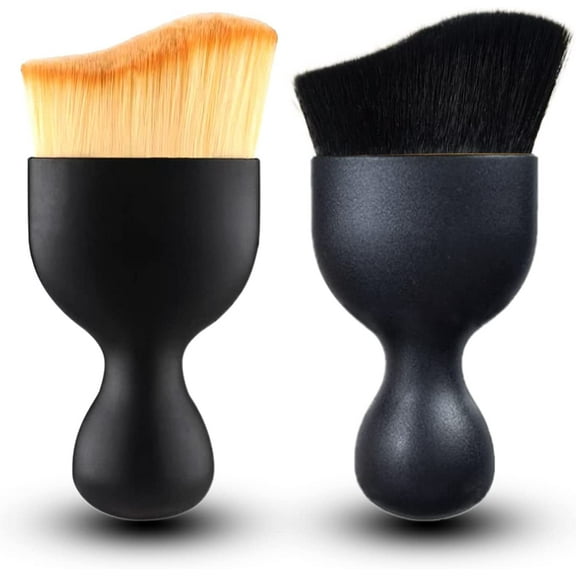 2 PCS Car Interior Cleaning Soft Brush, Auto Detailing Brush, Car Dash Duster Brush for Dashboard, Applicable for Cleaning Car Interior or Exterior, Air Vent, Dashboard, Engines (Yellow & Black)