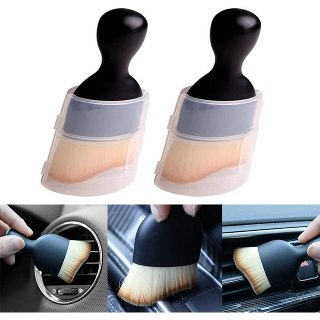 2 PCS Car Interior Cleaning Tool, Soft Bristles Car Detailing Brush
