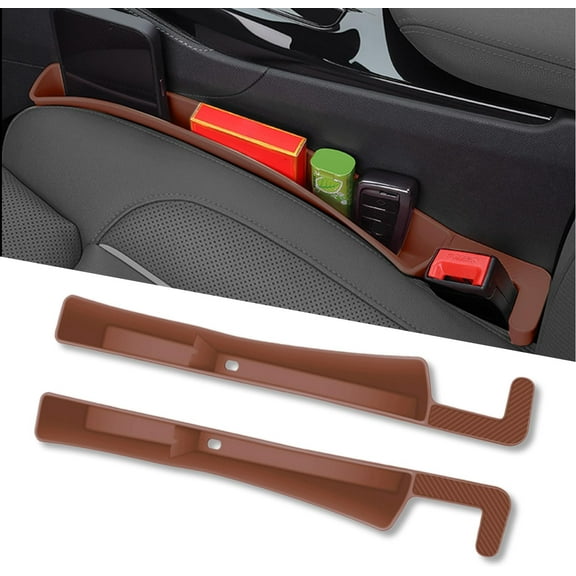 2 PCS Car Seat Gap Filler Organizer, Brown Multifunctional Cars Gap Fillers Storage with USB and Phone Holder, Auto Interior Accessories Prevent Things from Falling Between Seats and Console