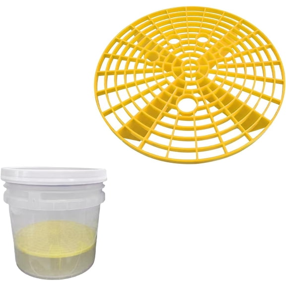 2 PCS Car Wash Bucket Inserts, Plastic Vehicle Wash Bucket Insert Detail Grit Trap, Auto Wash Dirt Collectors Fits 12 Inch Diameter Bucket, Universal Car Accessories (Yellow, 1PCS)