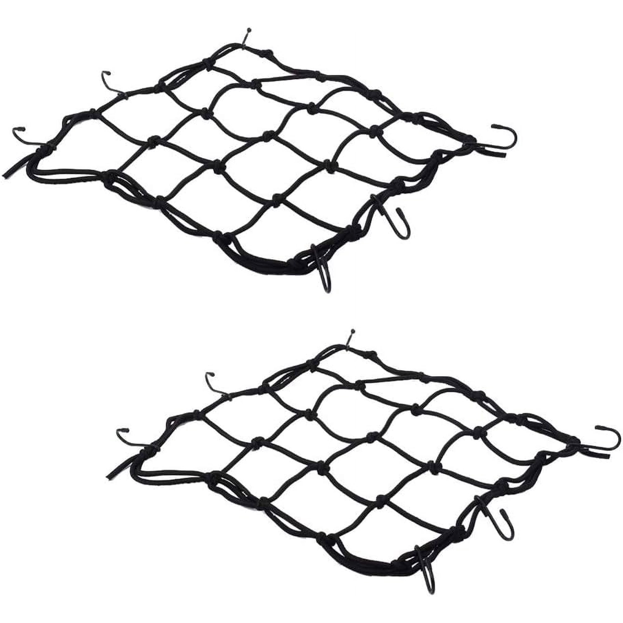 2 PCS Cargo Net,11.8 inch x11.8 inch Rack Bungee Net 6 Adjustable Hooks ...
