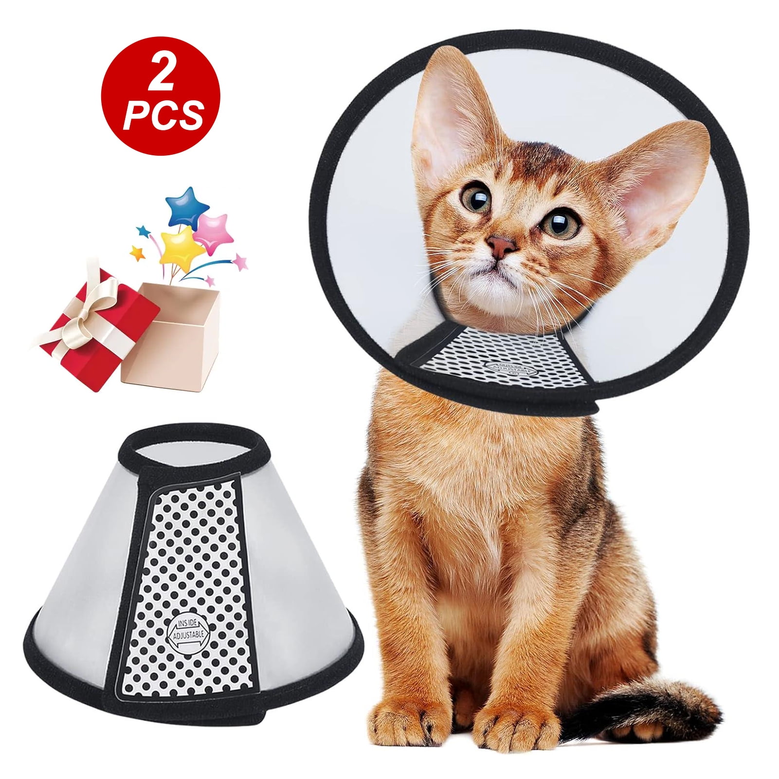 2 PCS Cat Cone, Adjustable Recovery Pet Cone, 6.1 Inches Cat Cone