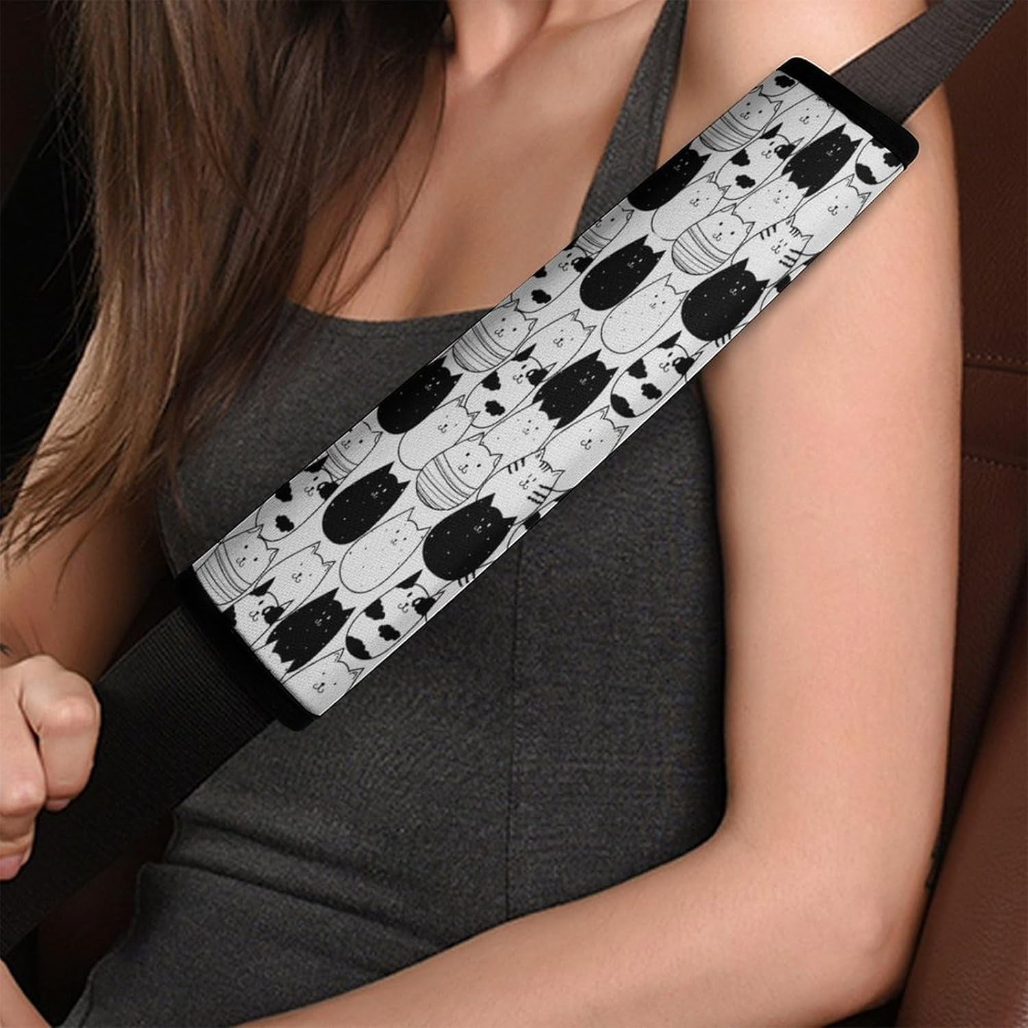 Car Seat Belt Covers (2 Pack) – Boho Mandala Hippie Design, Universal Strap Protector