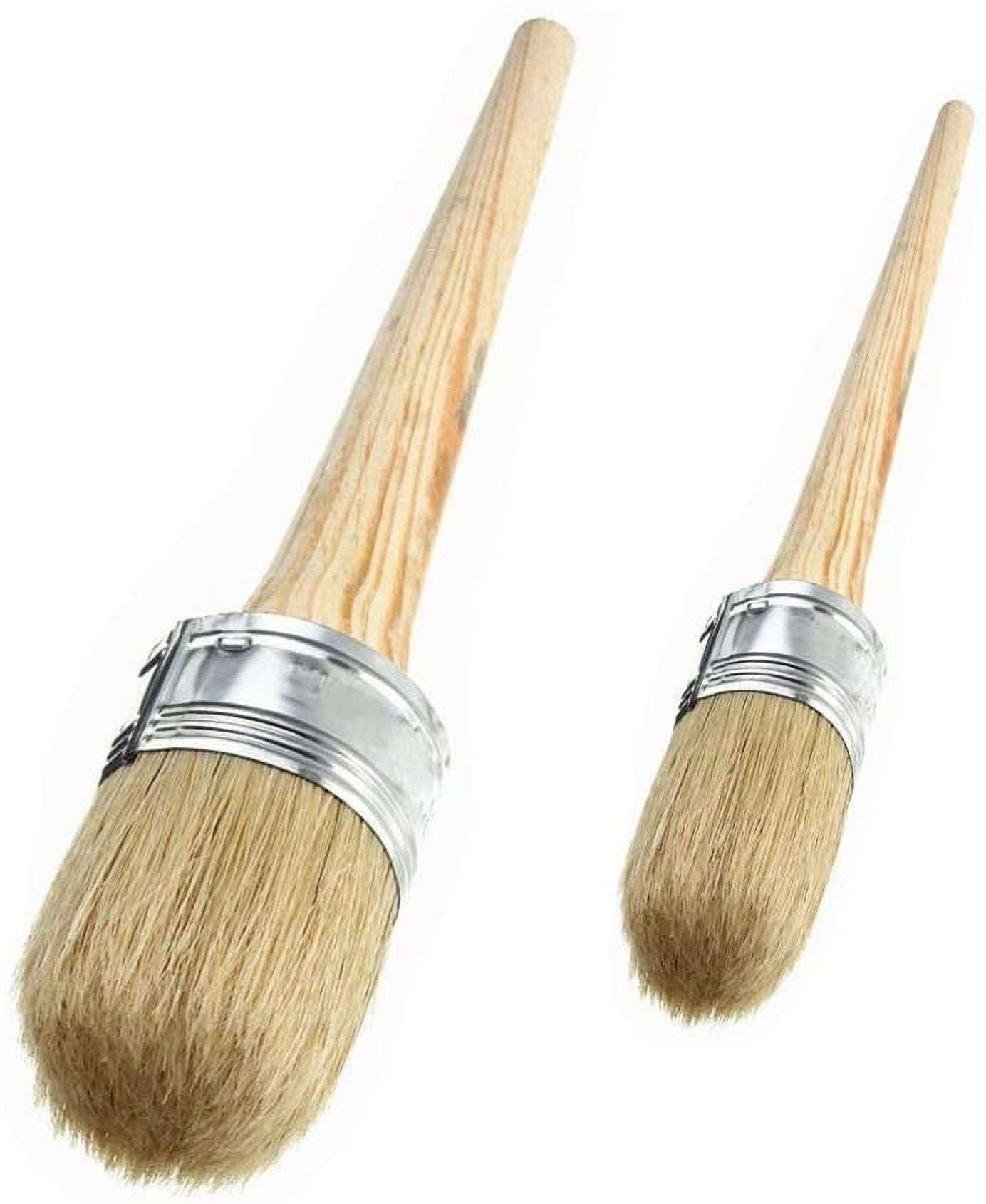 2 PCS Chalk Paint Wax Brush Set – （25mm / 50mm) Natural Bristle Round Wax  Brush for Painting or Waxing Furniture Home Décor 