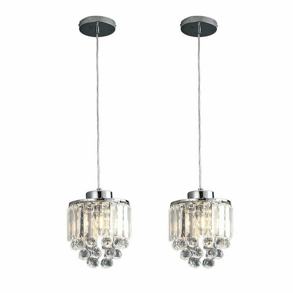 2 PCS Chandelier Crystal Pendant Light Kitchen Hanging Ceiling Lamp Fixture E26