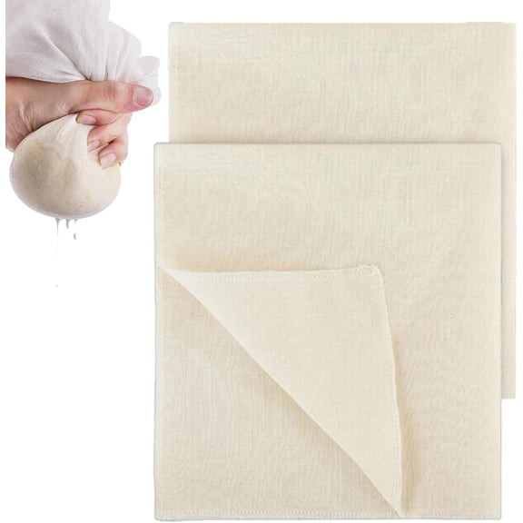 2 PCS Cheese Cloths for Straining,Reusable and Washable Cheese Cloths for Straining,Muslin Cloths for Cooking,Precut 50X50cm,100% Unbleached Pure for Straining Butter,Nut Milk