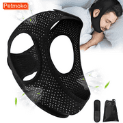 2 PCS Chin Strap for Cpap Users Anti Snoring Devices - Petmoko Breathable Cpap Chin Strap Snoring Solution, Soft Non-Stick Hair Snore Stopper, Elastic Easy to Wear - Balck