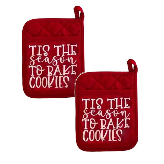 2 PCS Christmas Baking Gift Set - Printed Oven Mitts & Pot Holder Kit with Festive Designs, Kitchen Cooking Essentials for Teachers, Neighbors & Coworkers christmas kitchen