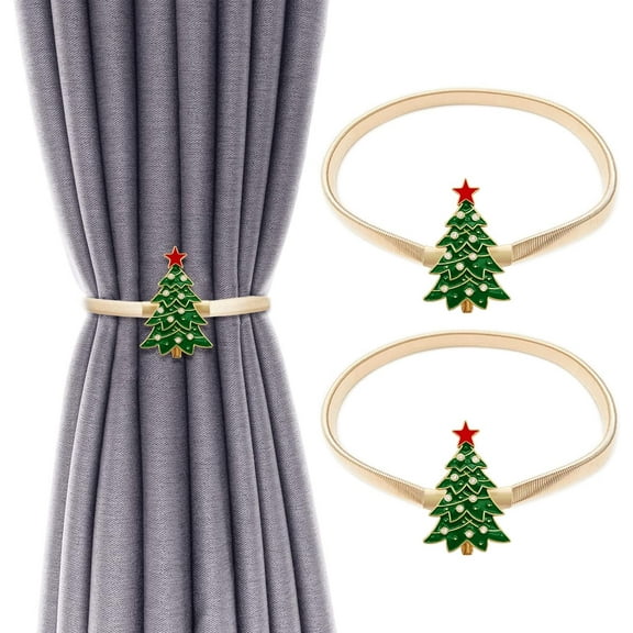 2 PCS Christmas Curtain Tieback Buckle Spring Curtain Holdback Carving Design Christmas Curtain Ties for Drapes Curtain Ties Backs Modern Style Christmas Decor