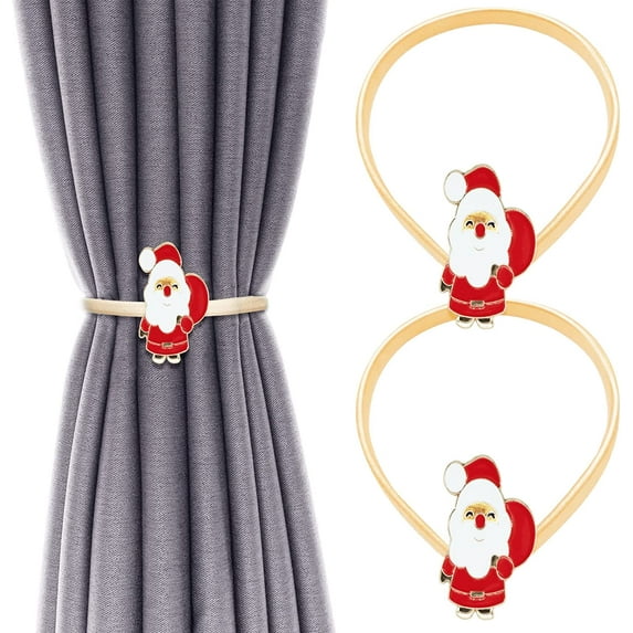 2 PCS Christmas Curtain Tieback Buckle Spring Curtain Holdback Carving Design Christmas Curtain Ties for Drapes Curtain Ties Backs Modern Style Christmas Decor