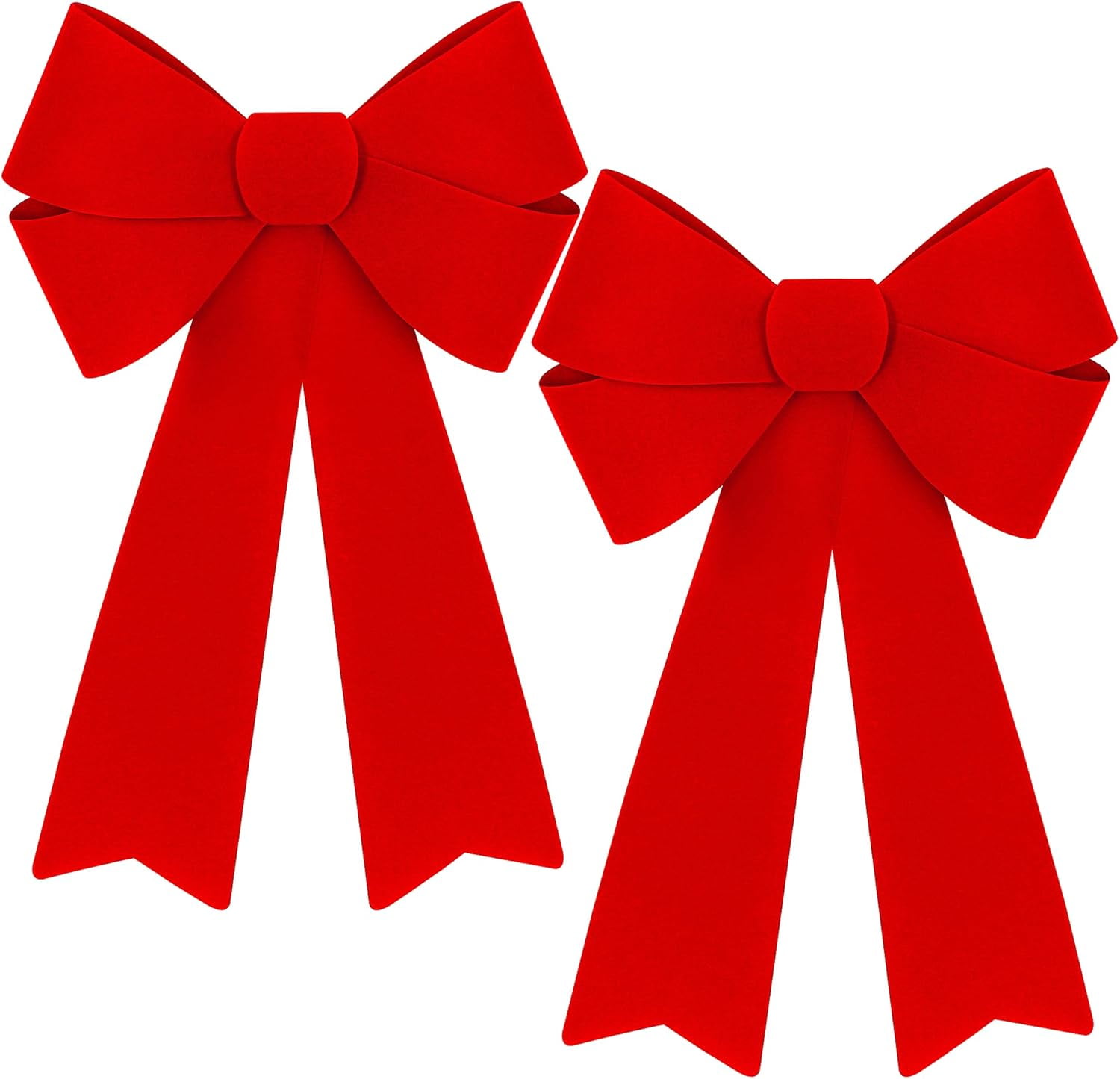 Large Red Velvet and PVC Christmas Bows, 12 x 18 Inches, Set of 2