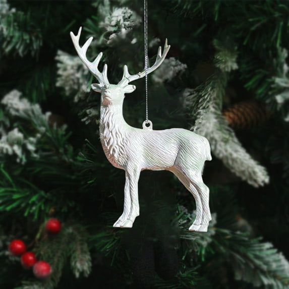 2 PCS Christmas Ornament Snowflake Reindeer Hanging Decorations,Acrylic Christmas Tree Hanging Pendants,Glitter Snow Flakes Ornaments for Winter Xmas Tree Home Party Decorations