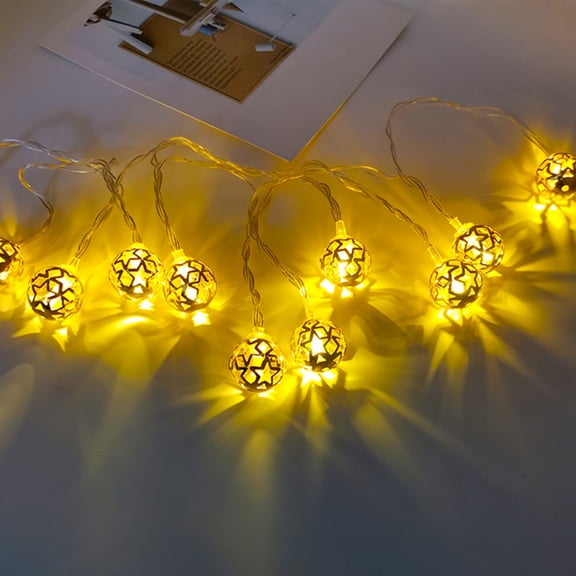 2 PCS Christmas String Light Iron Globe LED Small String Lights,Battery Powered Party Hanging Waterproof Lights Decor for Christmas,Garden,Porch,Patio,Indoor & Wedding (64.96in,10 LED)