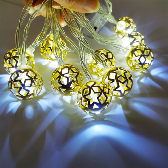 2 PCS Christmas String Light Iron Globe LED Small String Lights,Battery Powered Party Hanging Waterproof Lights Decor for Christmas,Garden,Porch,Patio,Indoor & Wedding (64.96in,10 LED)