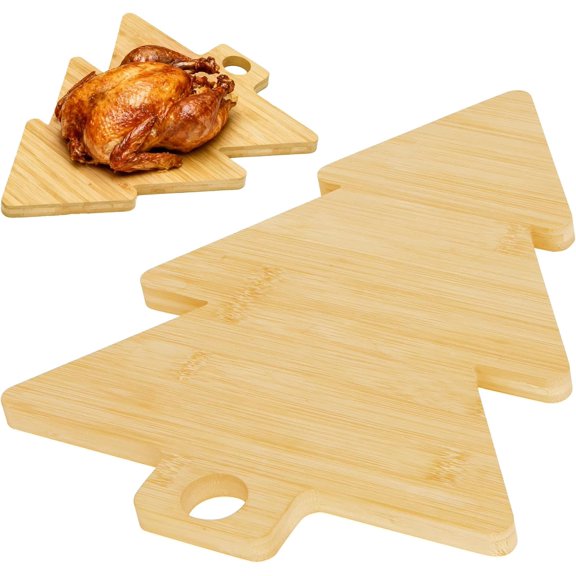 2 PCS Christmas Tree Cutting Board,14x11 In Large Wood Tree Shaped Charcuterie Board with Handle,Christmas Tree Cheese Board Serving Platter Tray for Kitchen Food
