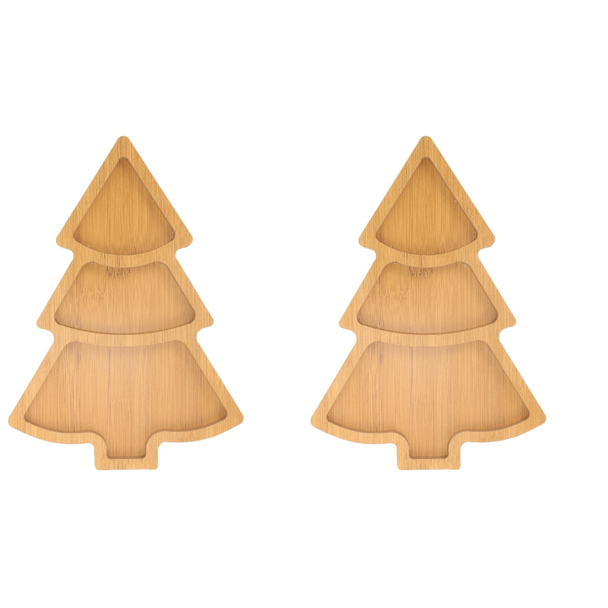 2 PCS Christmas Tree Tray Wooden Tray Wood Plate Dessert Plate
