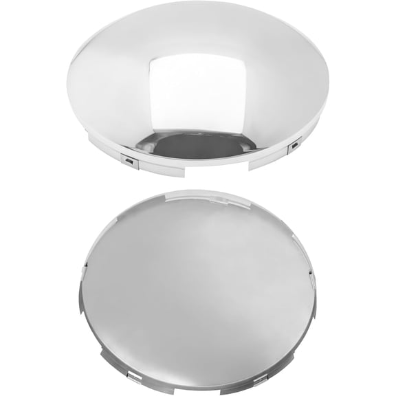 2 PCS Chrome Semi Truck Hub Cap Covers, 5 Even Notched - Fits 8-23/32" Front Wheel Hub Caps, 7/16" Lip with Pre-Installed Clips, Dome Metal Covers Replaces MW1273BK ACX43200