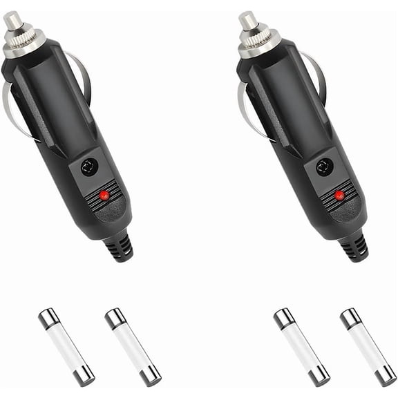 2 PCS Cigarette Lighter Male Plug, 12/ 24V Aux Socket Plug Connector with 15A & 20A Replacement Fuse, Universal 15A Cigarette Lighter Plug for Most Vehicles, Car Accessories