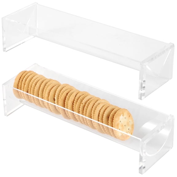 2 Pack Clear Acrylic Cracker Rack Trays 8.7" x 2.8" V & U Shape Cracker Holders, Food Display Serving Stands for Cookies, Desserts & Appetizers, Home, Office & Party