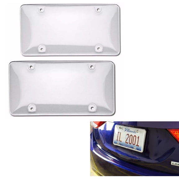 2 PCS Clear License Plate Covers Frame Shields,License Plate Protector,Novelty Clear Bubble Protector License Plates Frame for Car Tag, Front and Back,Fits Any Standard US Plates