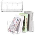 thumbnail image 1 of 2 PCS Clear Magazine Holders, 4 Slots Clear Magazine Organizer, Transparent Book Desk Rack, Clear Plastic File Sorter Divider, Multipurpose Desktop Holder for Books Vinyl Records Office Files, 1 of 6