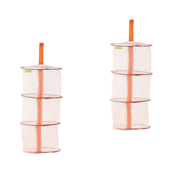 2 PCS Clothes Drying Rack 3 Layer Hanging Basket Travel Drying Rack Laundry Net Bra Hanging Basket