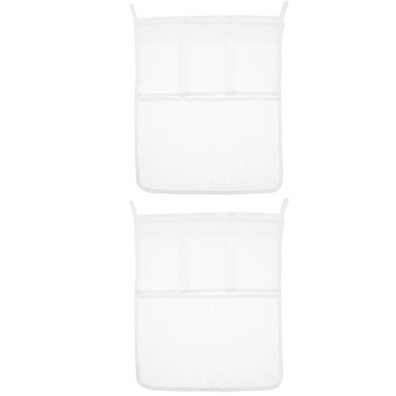 2 PCS Clothes Storage Bag Foldable Laundry Basket Bags Hanging Hampers for Organizer Large White Polyester