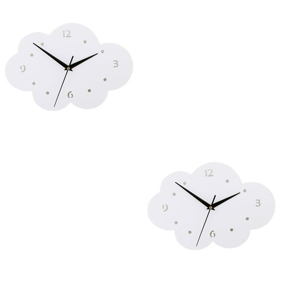 2 PCS Cloud Clock Night Light Battery Operated Wall